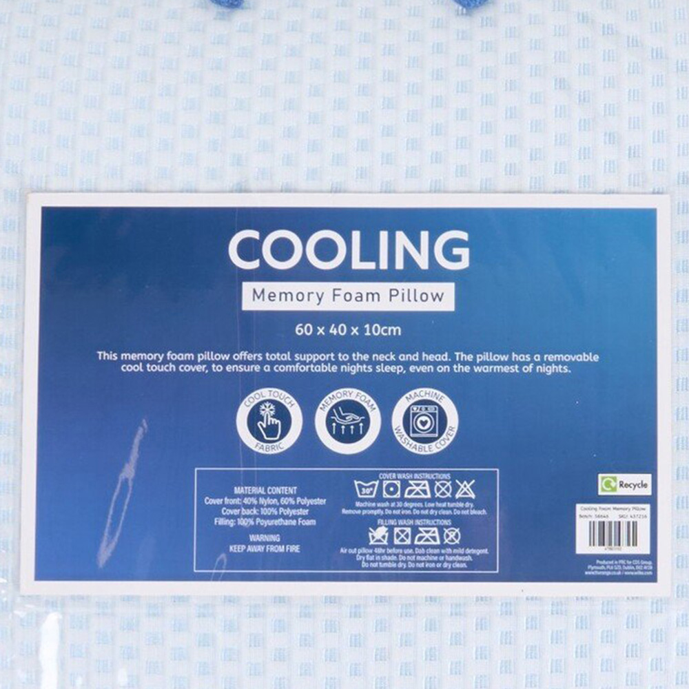 Cooling Memory Foam Pillow - Blue Image 6