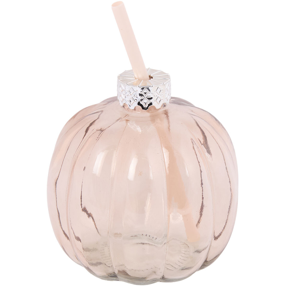Pumpkin Drinking Jar with Lid and Straw Image 4