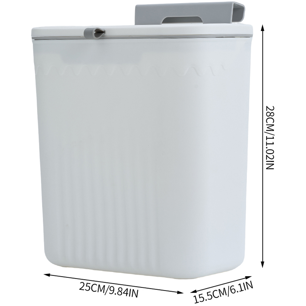 Living and Home White Wall-Mounted Waste Bin with Lid 28cm Image 8
