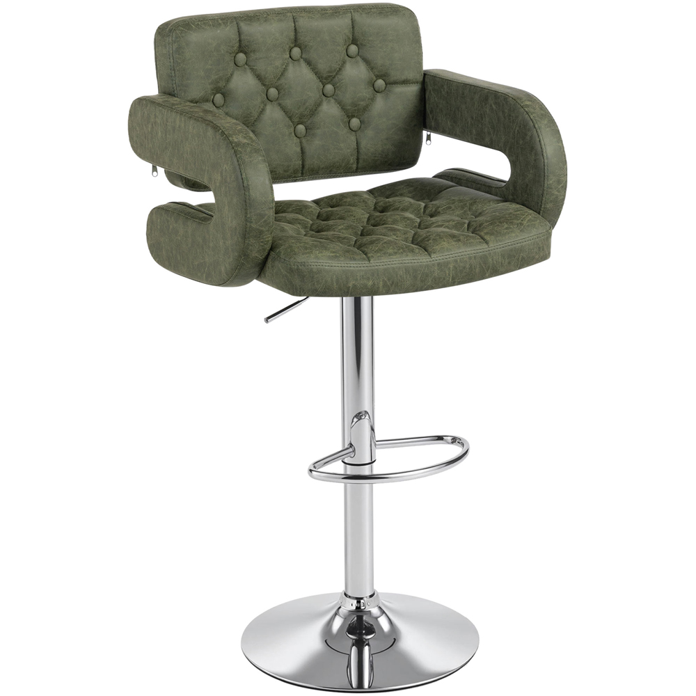 Portland Green PU Leather Height Adjustable Swivel Bar Stool Image 2