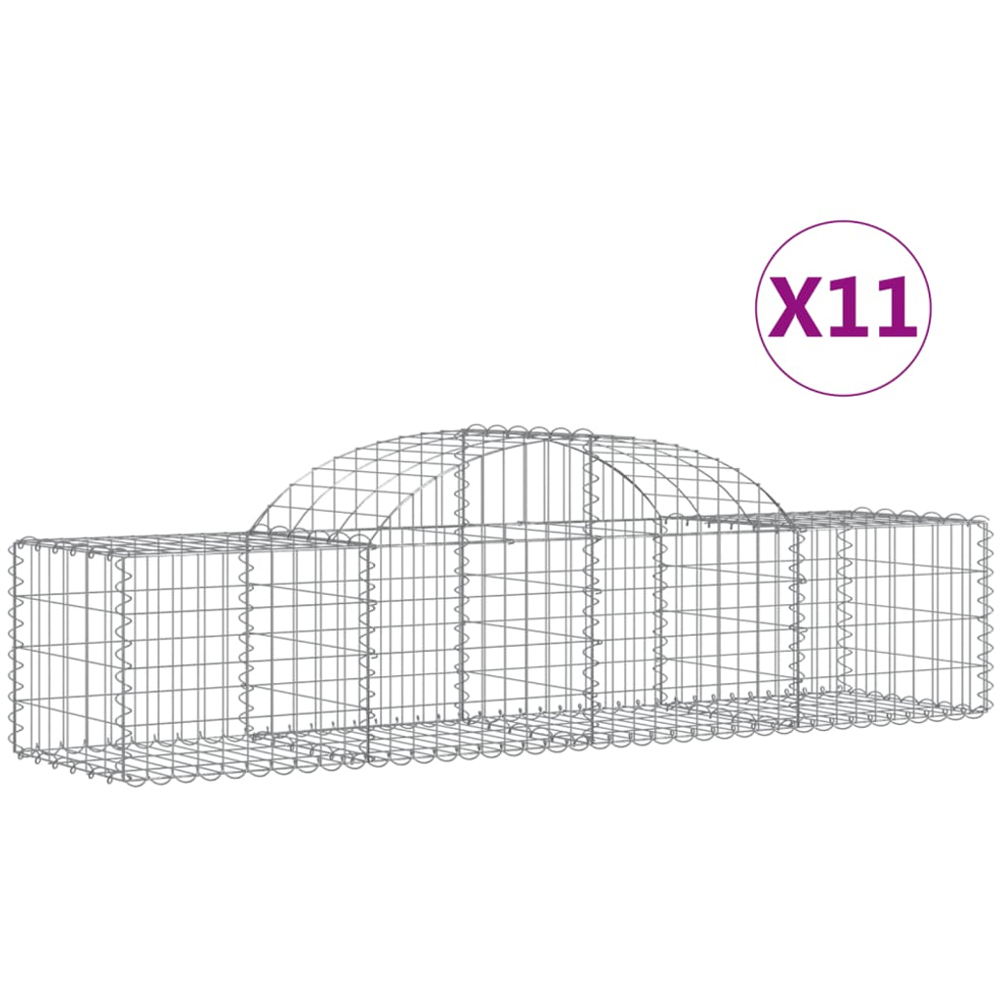 vidaXL Silver Galvanised Iron Gabion Basket 200 x 50 x 40/60cm 11 Pack Image 4