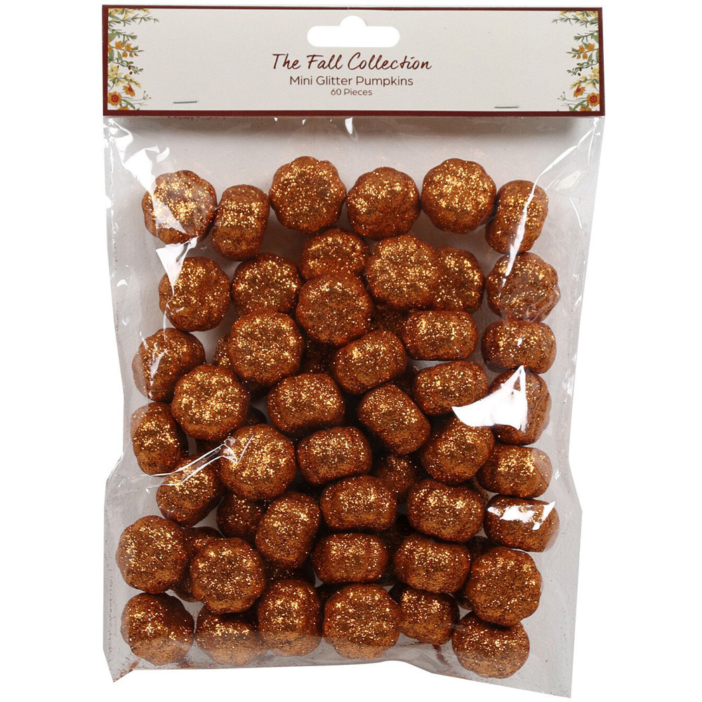 The Fall Collection Pack of 60 Mini Glitter Pumpkins Image