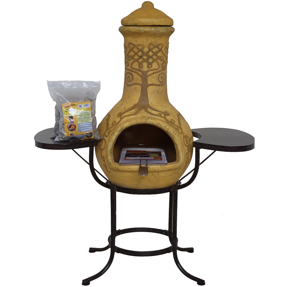 Gardeco BBO-C8D.57 Grill Lava Stones and Cradle Clay Chiminea BBQ Bundle Image 1