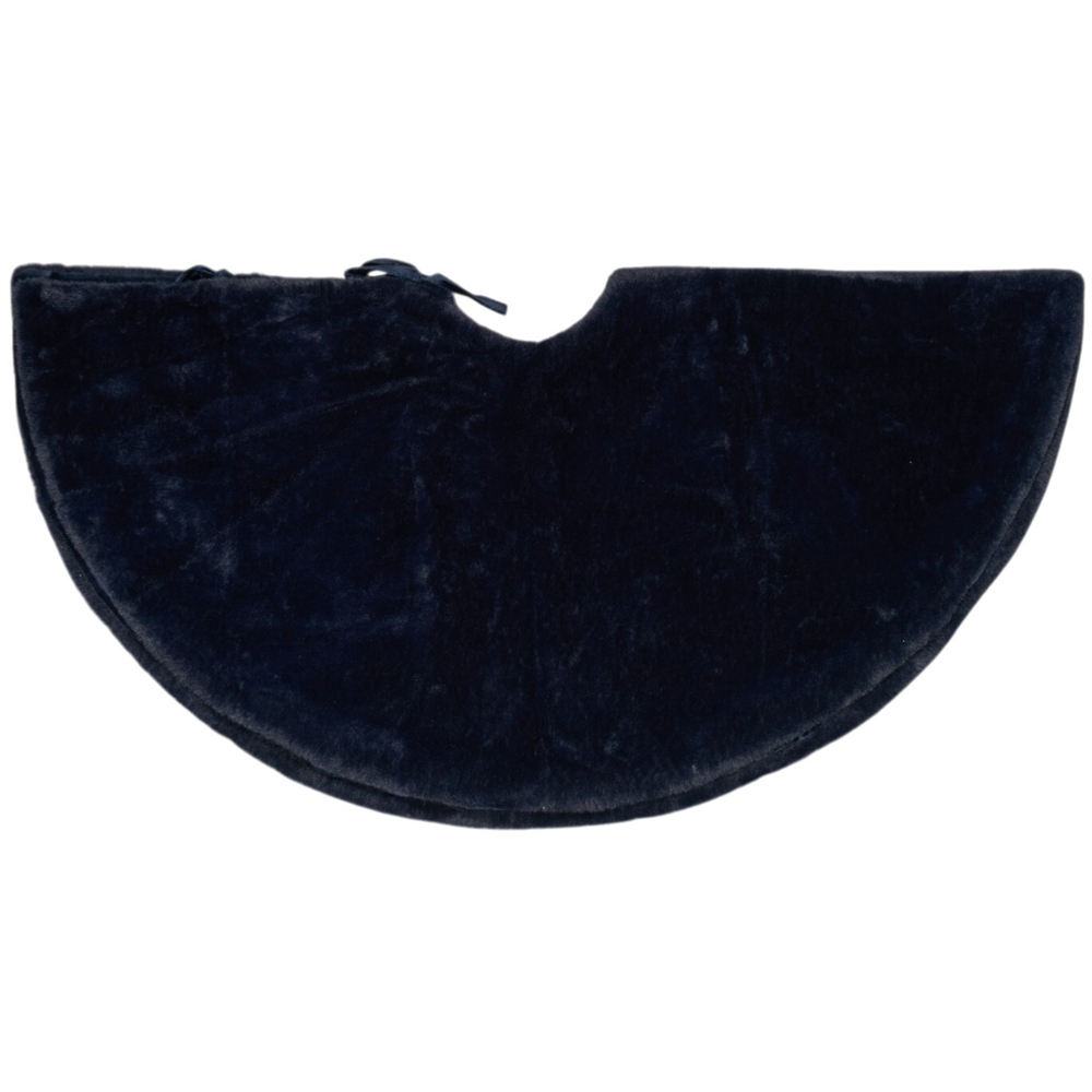 Faux Fur Christmas Tree Skirt Navy Image 3