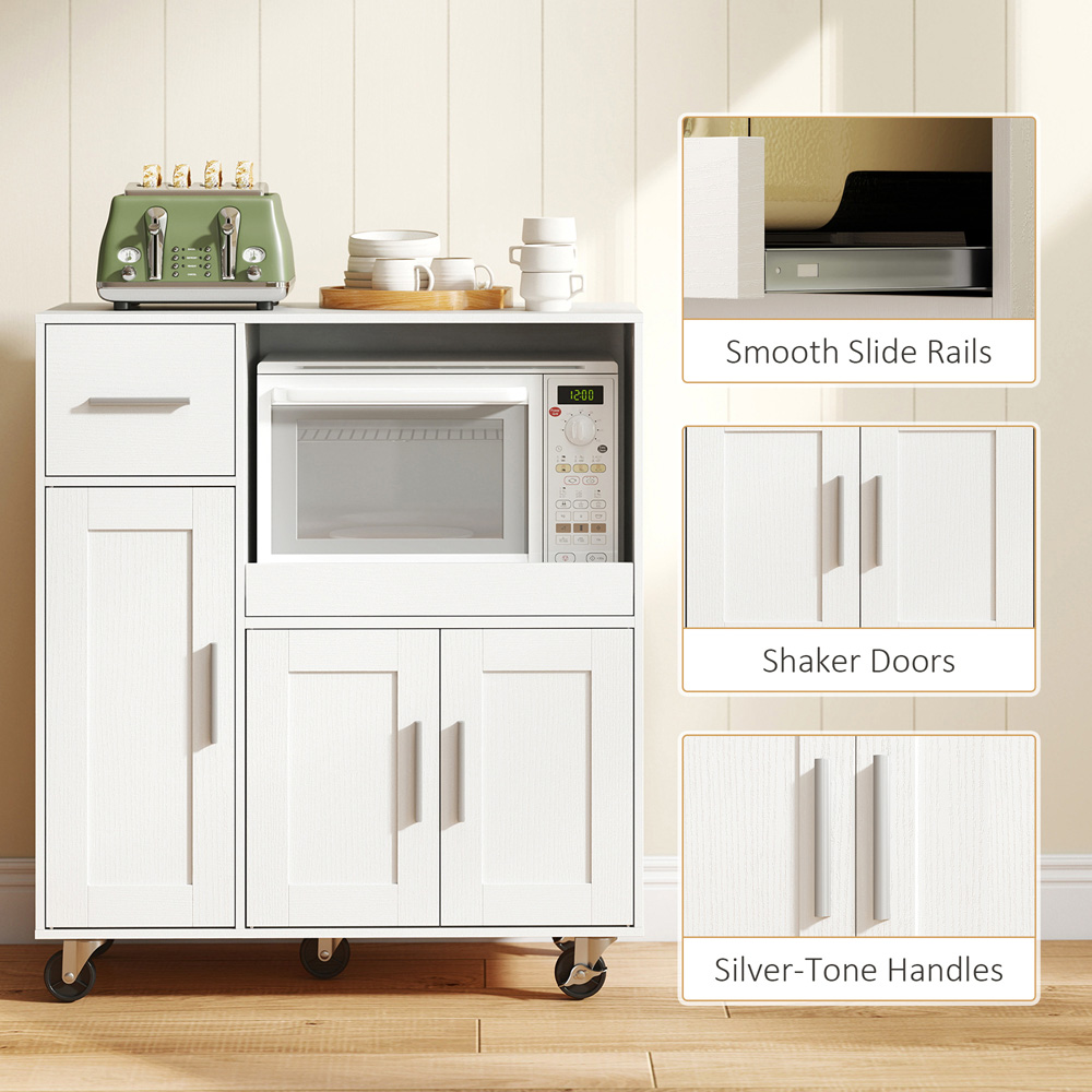 HOMCOM 3 Door Single Drawer Rolling Kitchen Cart Image 8