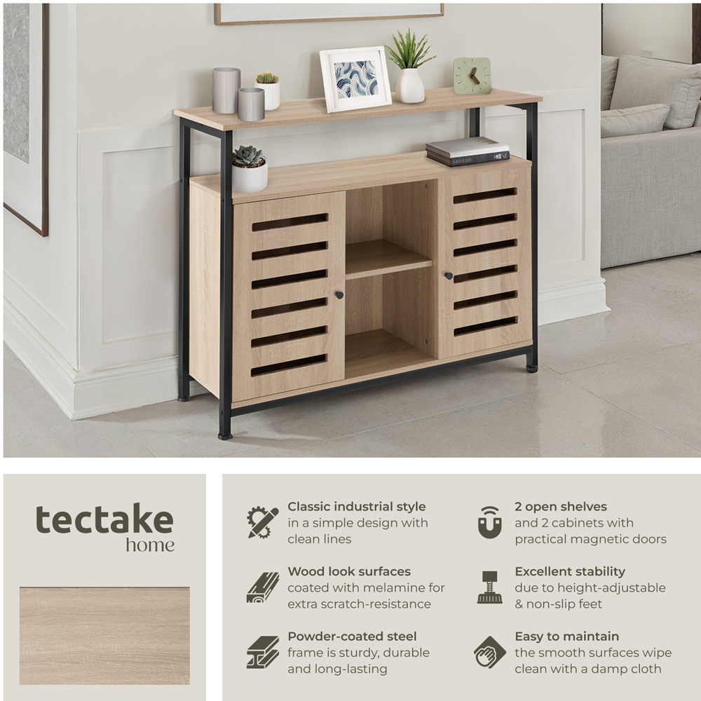 Tectake Warrington 2 Door 3 Shelf Light Sonoma Oak Sideboard Image 3