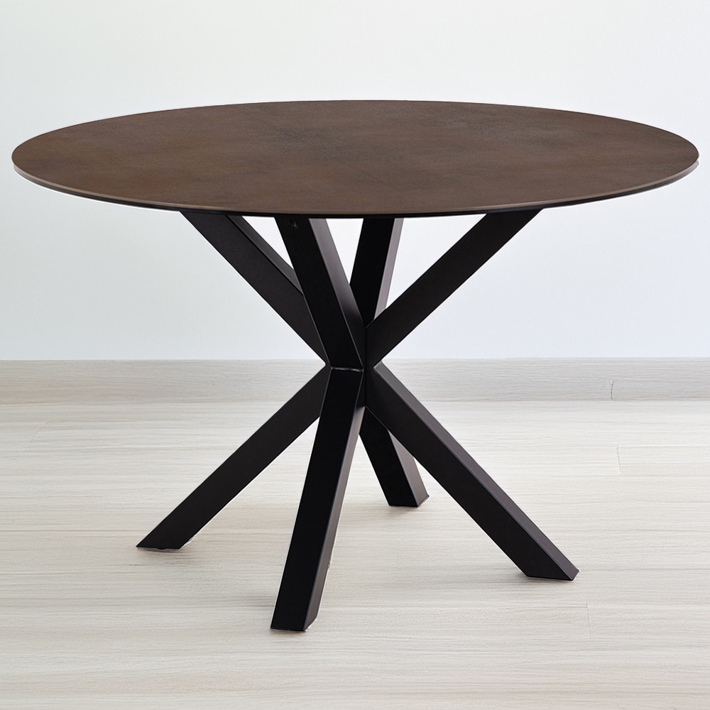Florence Heaven Ceramic 4 Seater Round Dining Table Rusty Brown Image 1