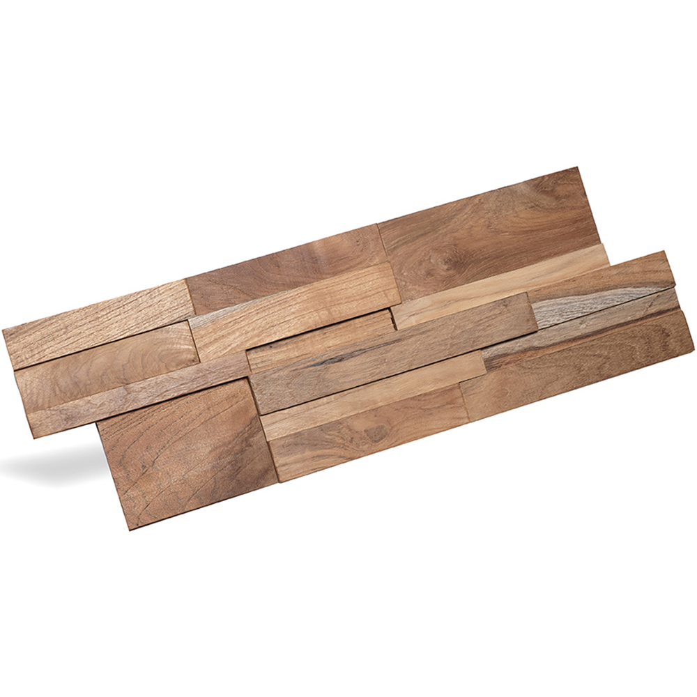 Wallsupply UltraWood Teak Ferrano Interlocking 3D Wall Panel 49.5 x 18cm 10 Pack Image 2
