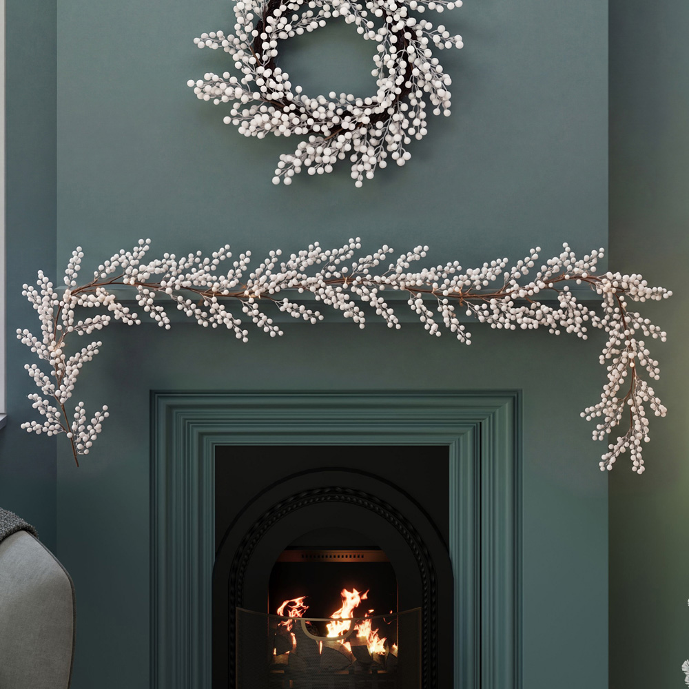 Charles Bentley White Berry Christmas Garland 180cm Image 7