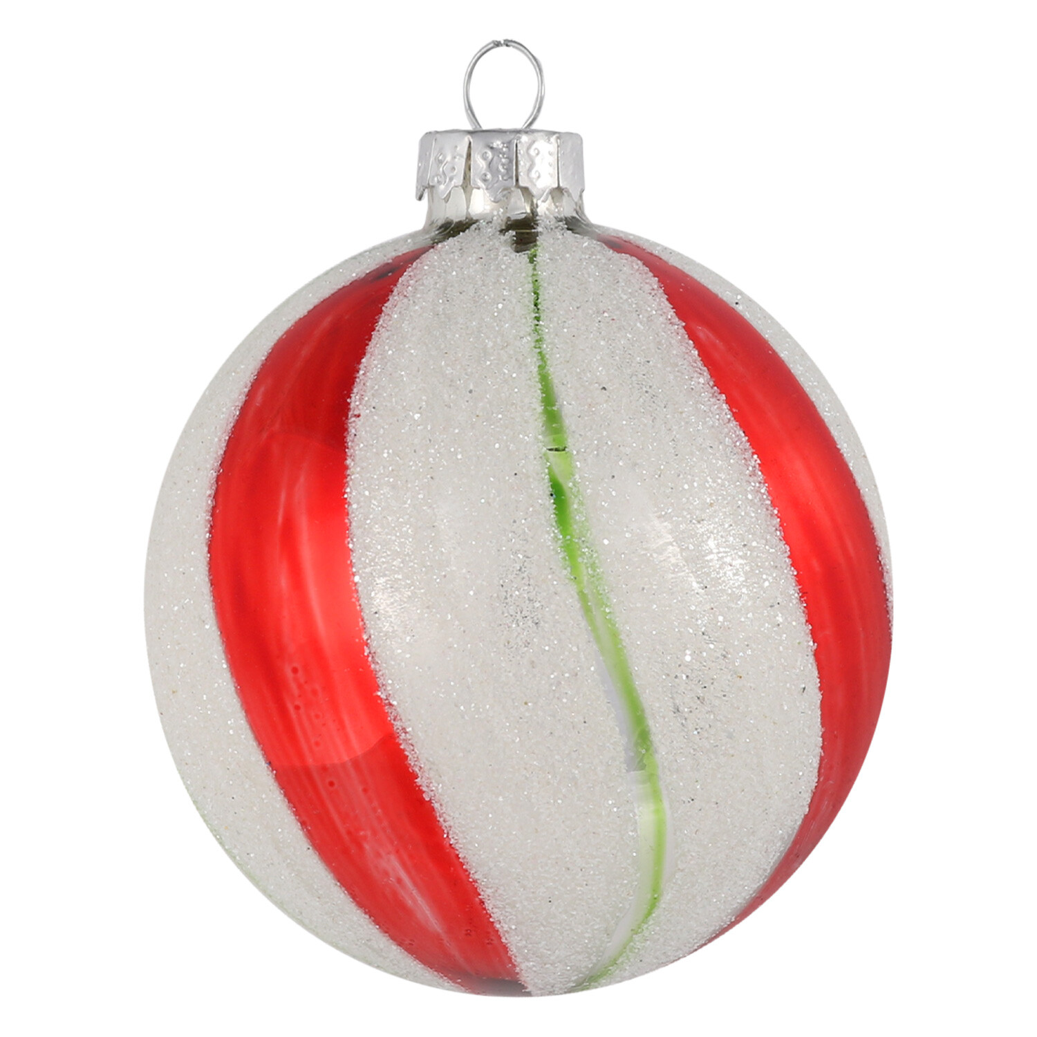 Shiny Peppermint Candy Bauble - White Image