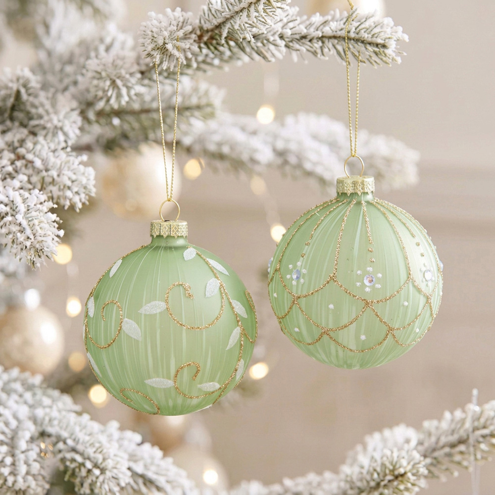 Glitter Detail Green Bauble Image 2