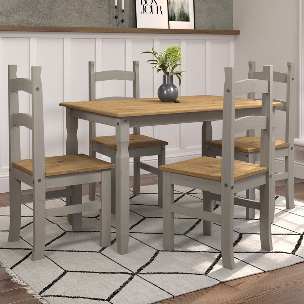 Core Products Corona 4 Seater 118.5cm Rectangular Dining Set Grey Image 1