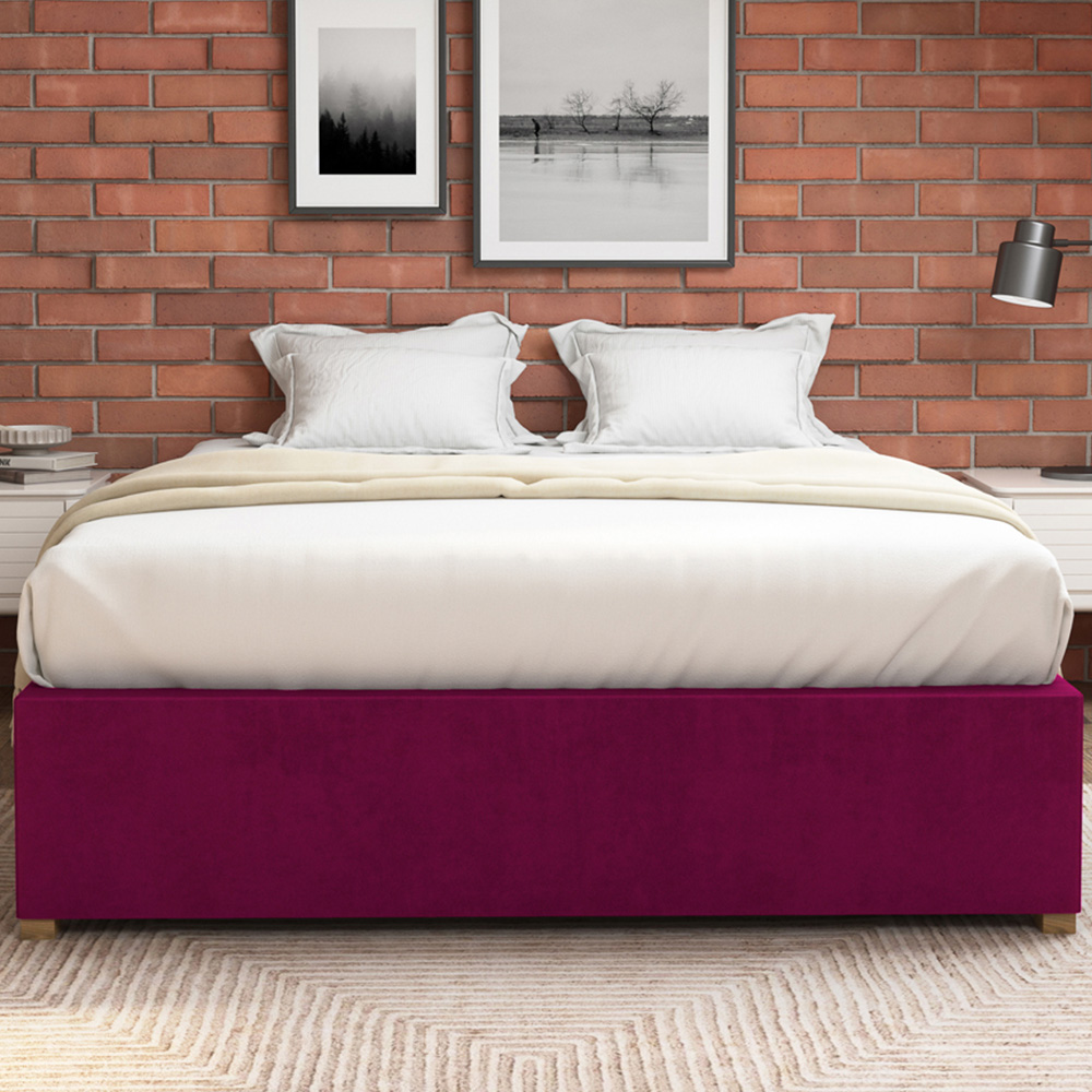 Aspire Furniture Single Berry Plush Platform Ottoman Bed Image 3