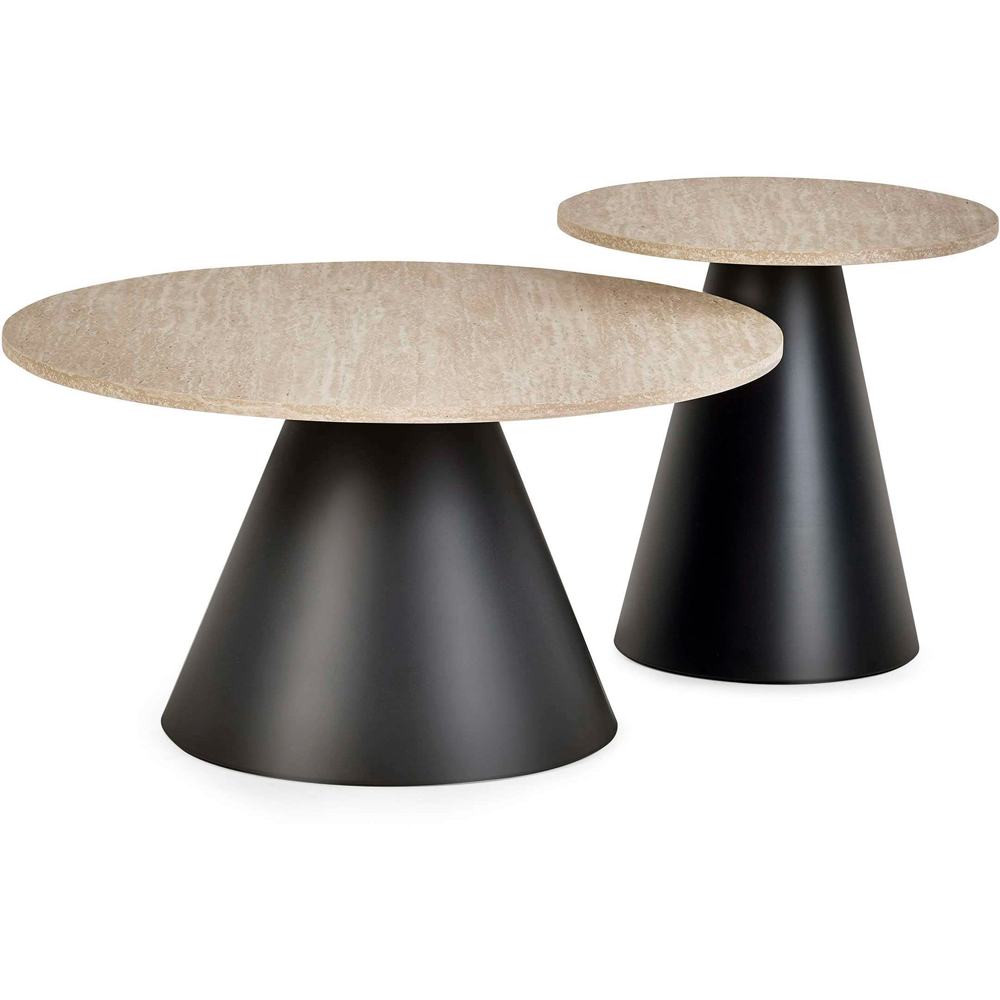 Julian Bowen Elgon Black Travertine Effect Coffee and Lamp Table Set Image 2