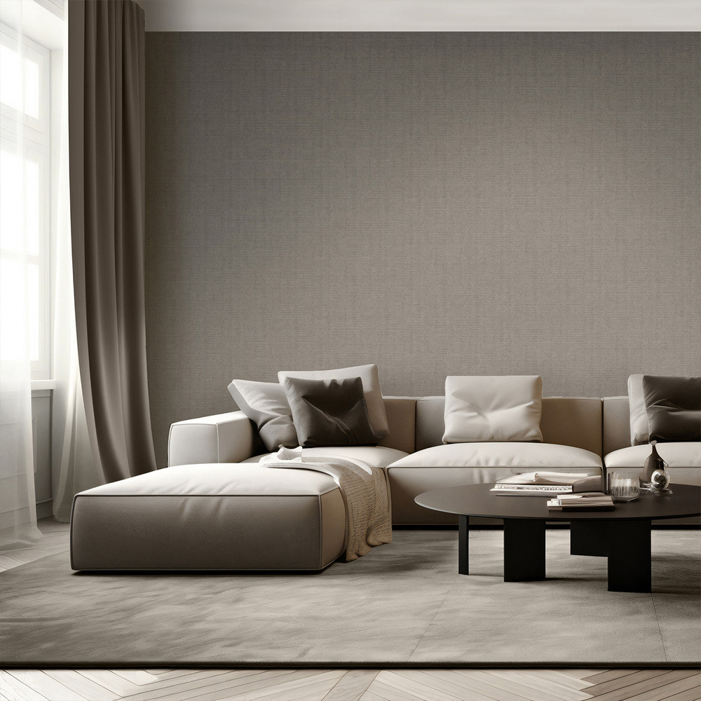 Muriva Venezia Fabric Texture Brown Wallpaper Image 4