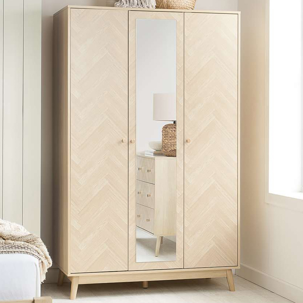Birlea Herringford 3 Door Oak Mirrored Wardrobe Image 1