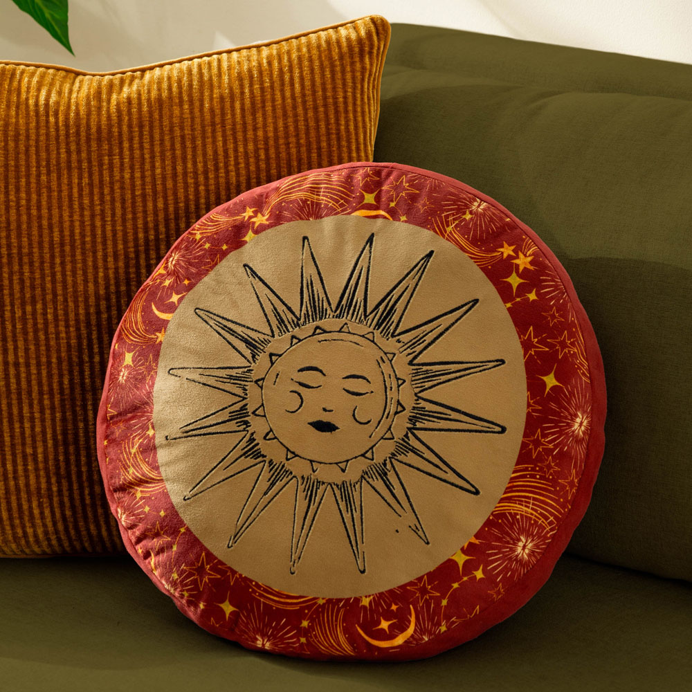 Furn Ethereal Sun Gold Dust and Rust Velvet Round Cushion Image 2