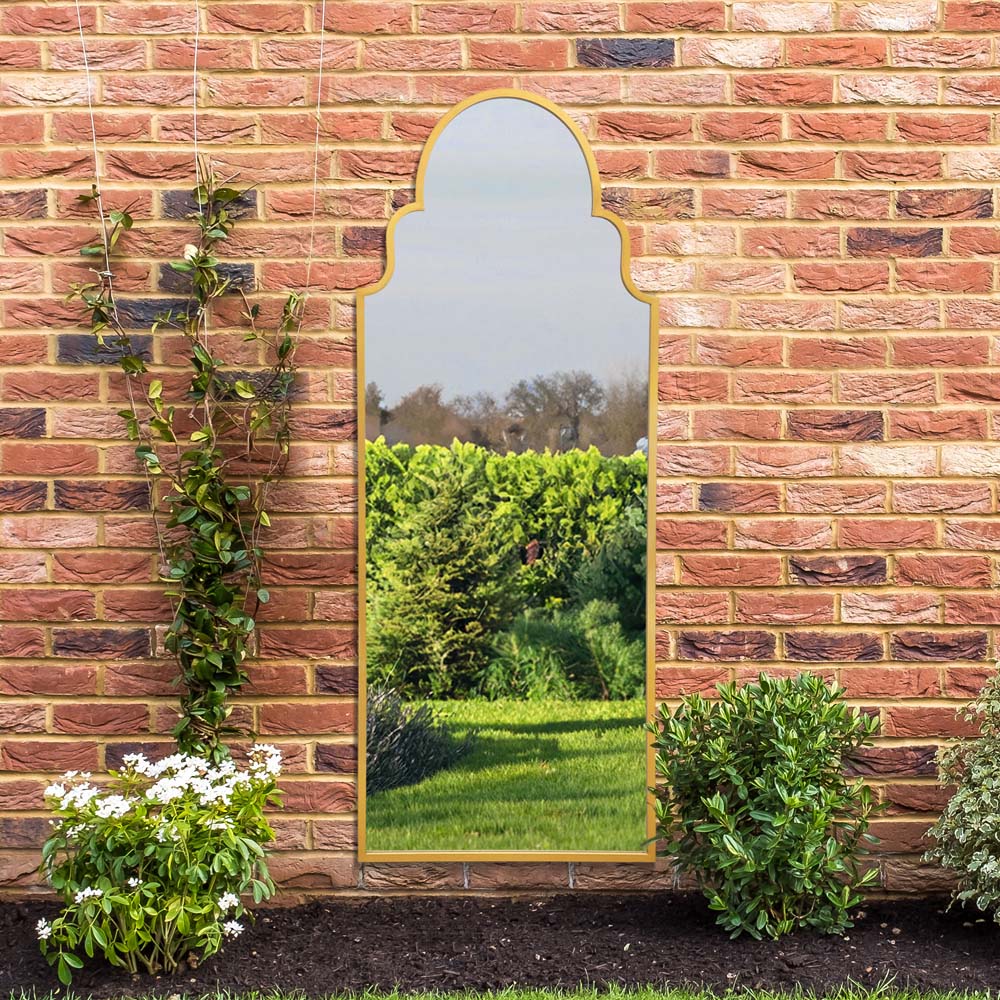 MirrorOutlet The Arcus Gold Framed Arched Leaner and Wall Garden Mirror 180 x 70cm Image 5