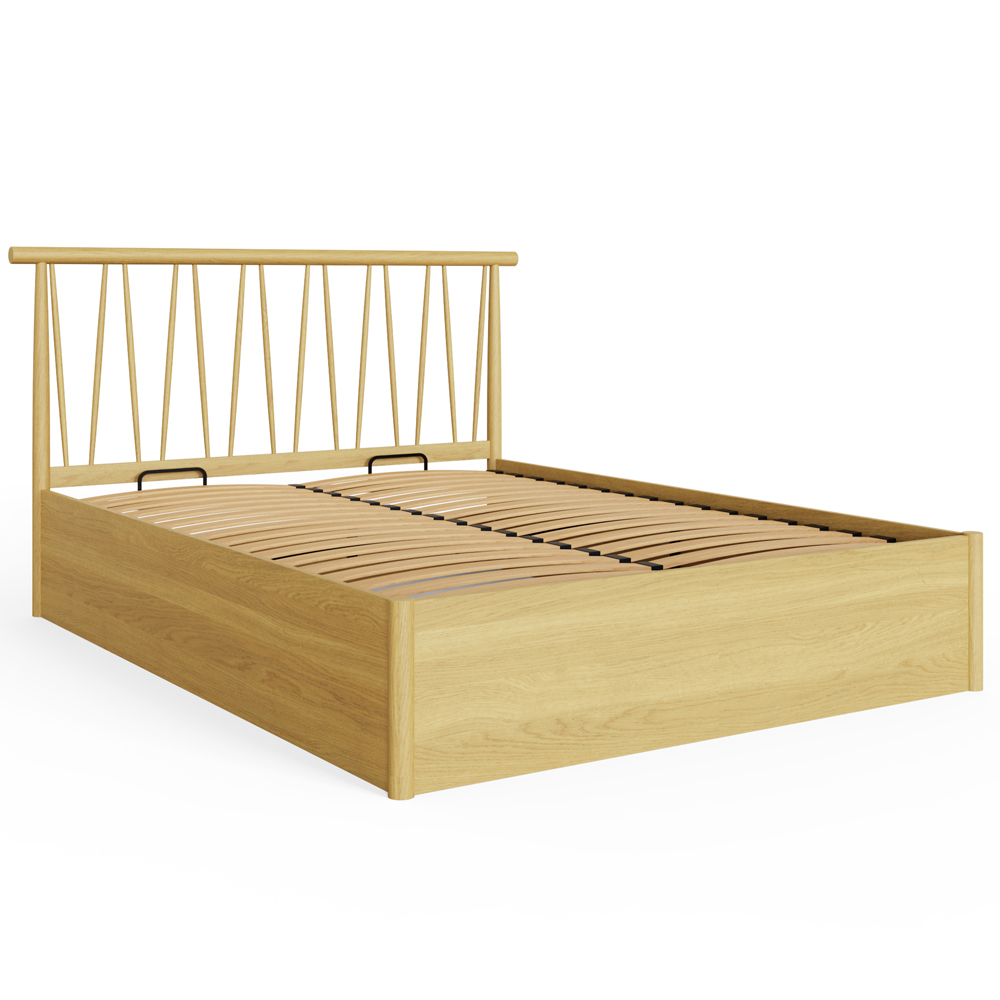 GFW Fusum Double Oak Spindle Wooden Ottoman Bed Image 2