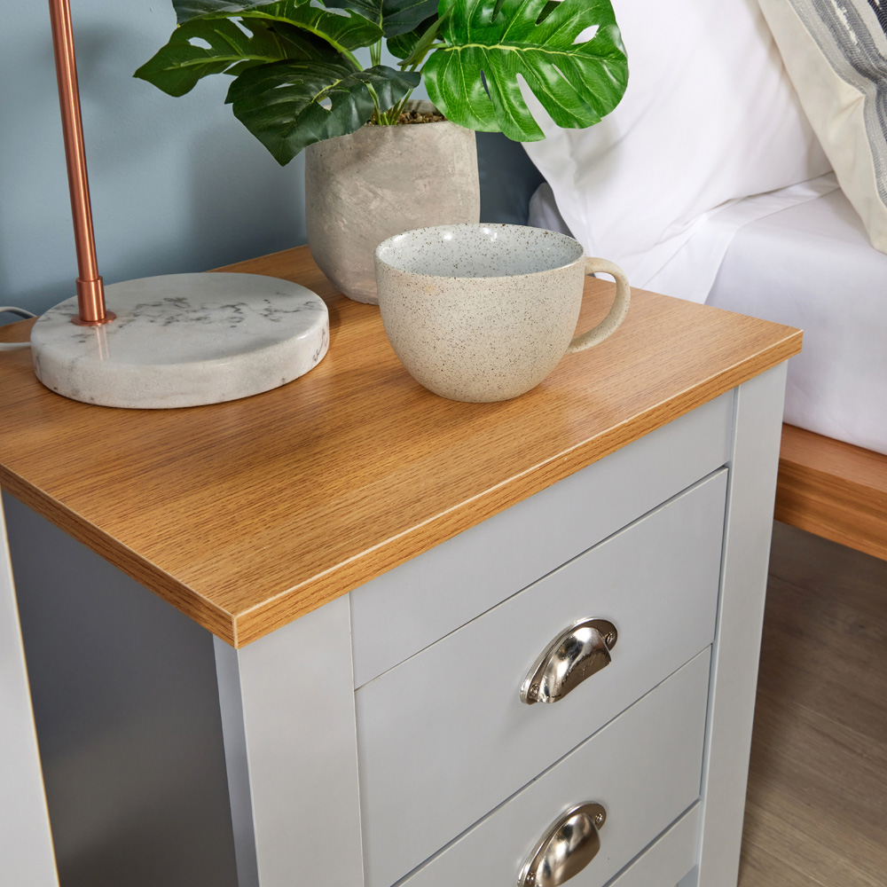 Home Source Camden 2 Drawer Grey Bedside Table Image 4