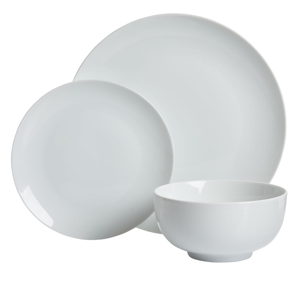 Wilko Coupe Dinner Set White 12pcs Wilko