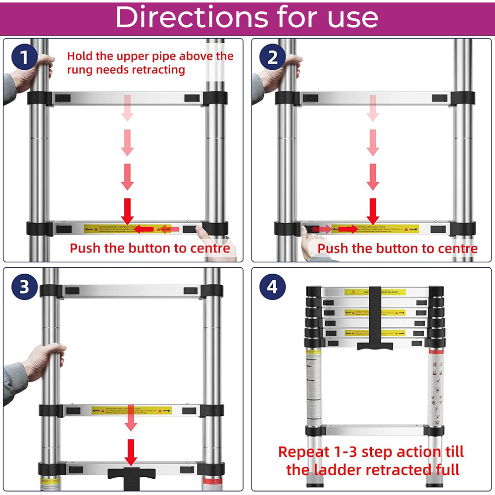 Neo Extendable Aluminium Foldable Telescopic Ladder 3.2m Image 6