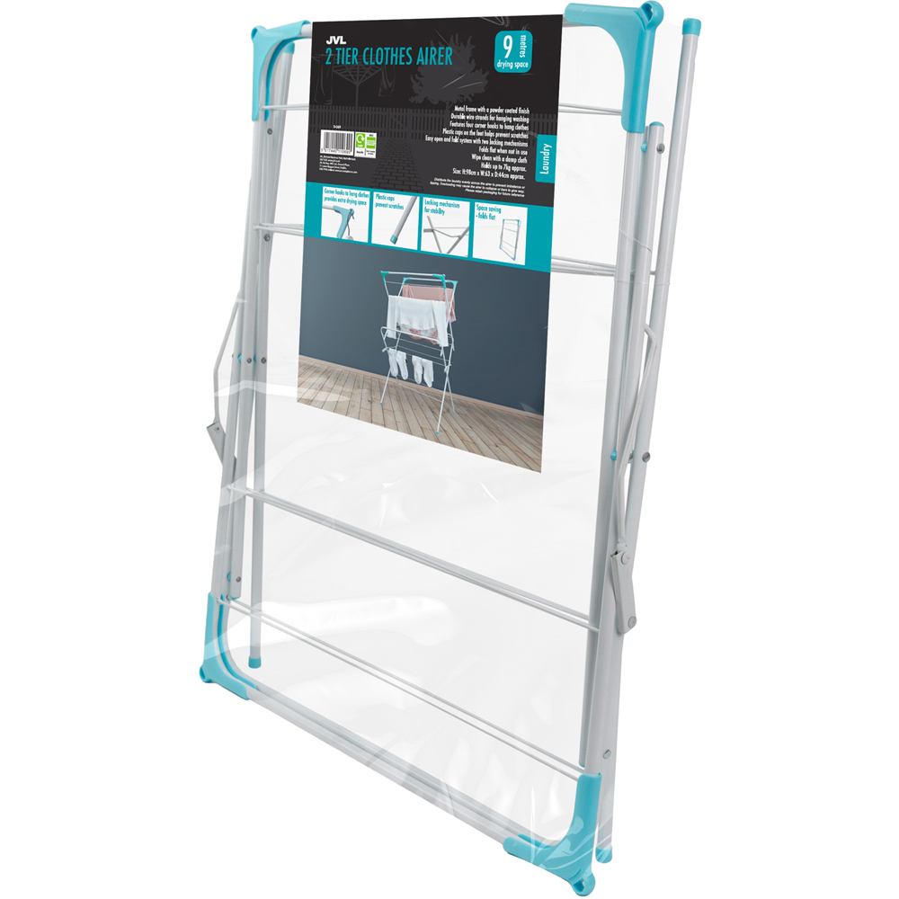JVL 2-Tier White Clothes Airer 9m Image 3