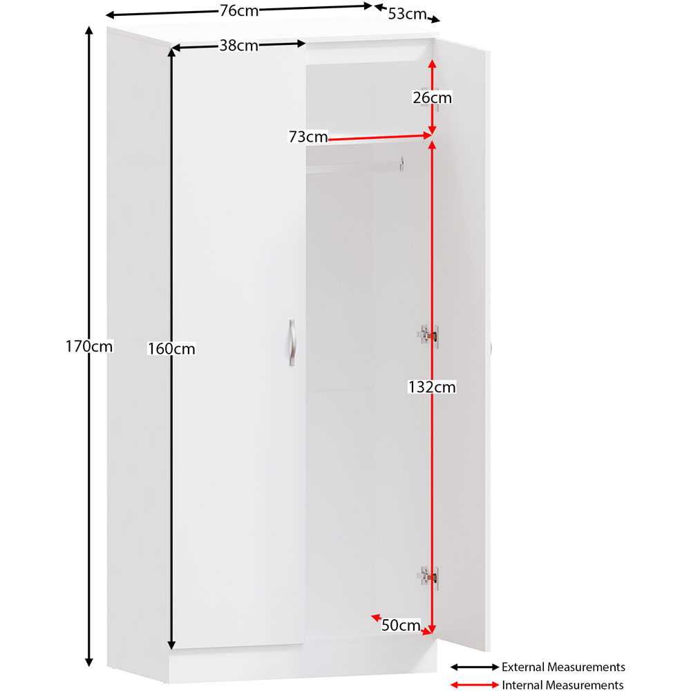 VIDA DESIGNS Riano 2 Door White Wardrobe Image 9