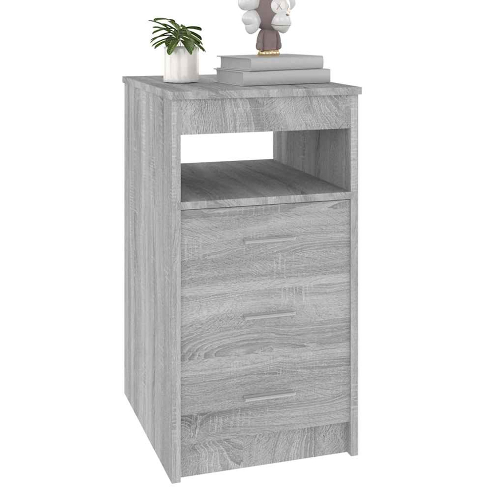 vidaXL 3 Drawer Single Shelf Grey Sonoma Storage Cabinet Image 3