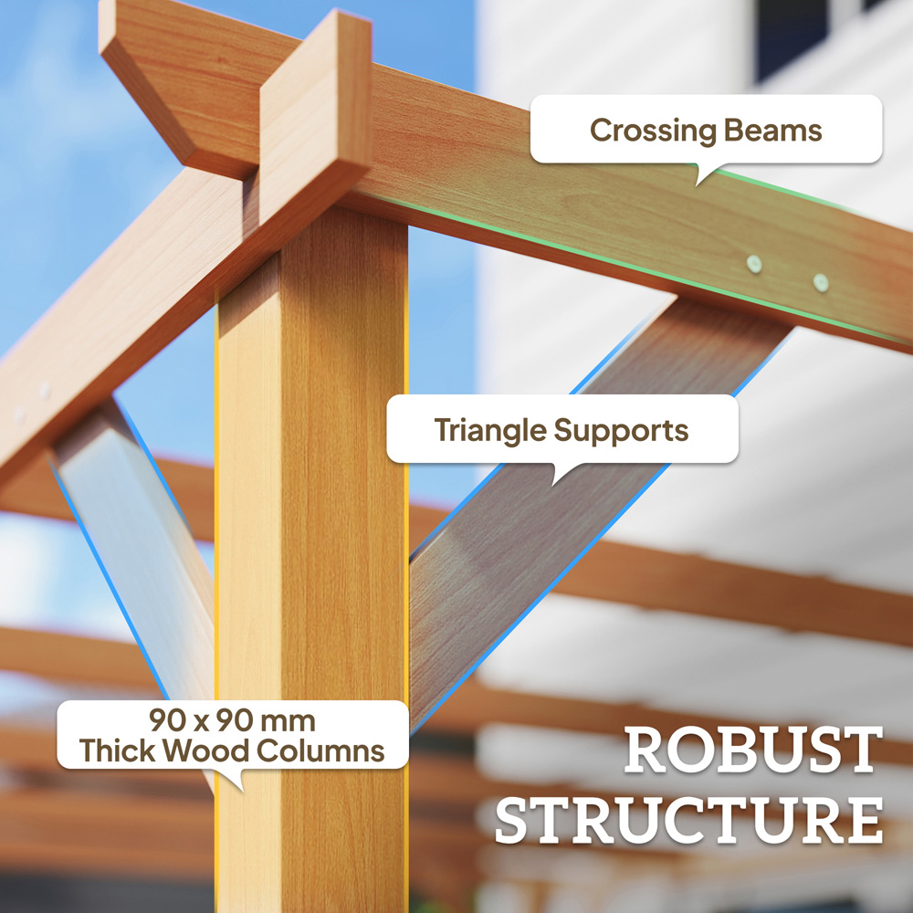 Outsunny 4 x 3m Maple Wood Effect Wooden Pergola Image 7