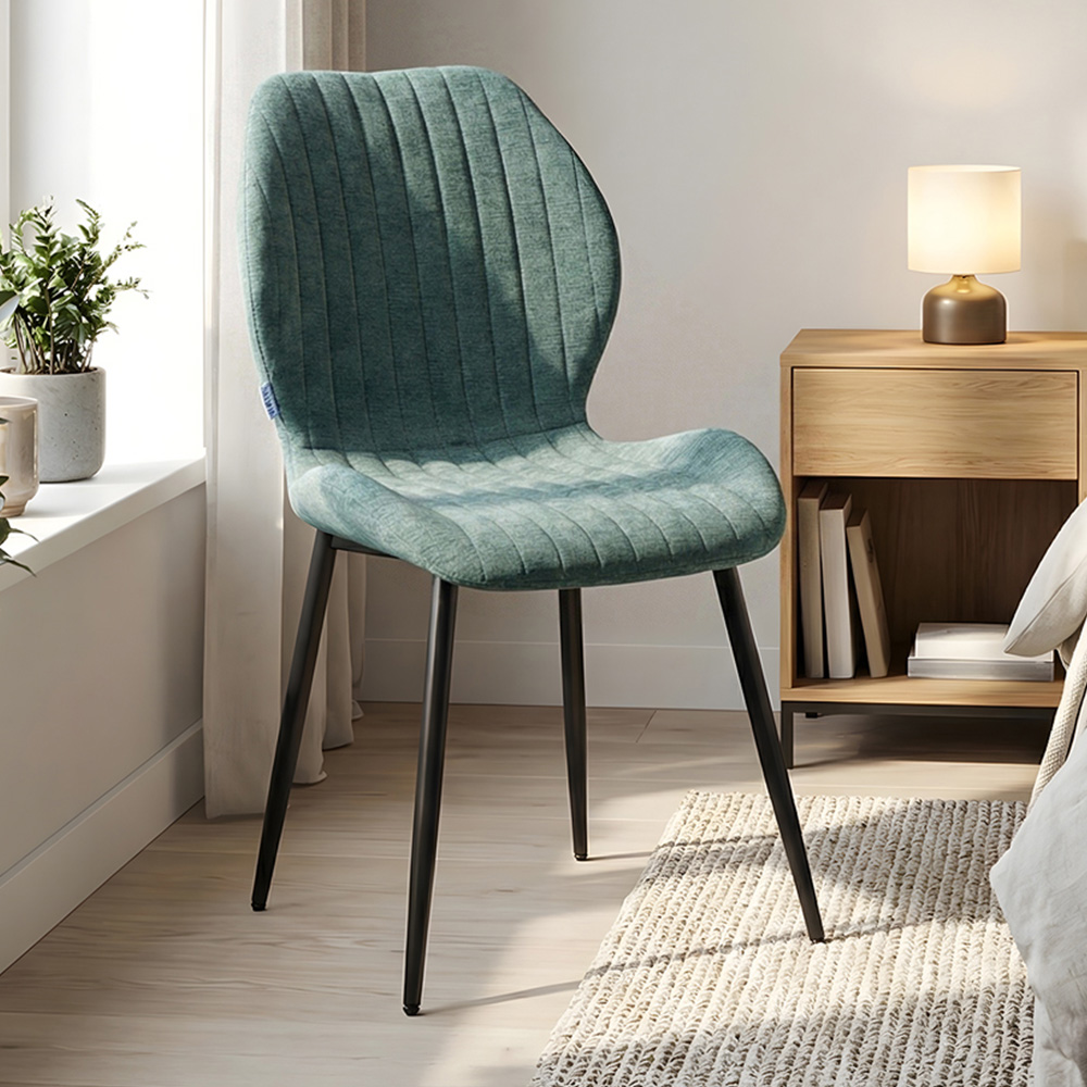 Living and Home Set of 4 Green Fabric High Back Dining Chair Image 1