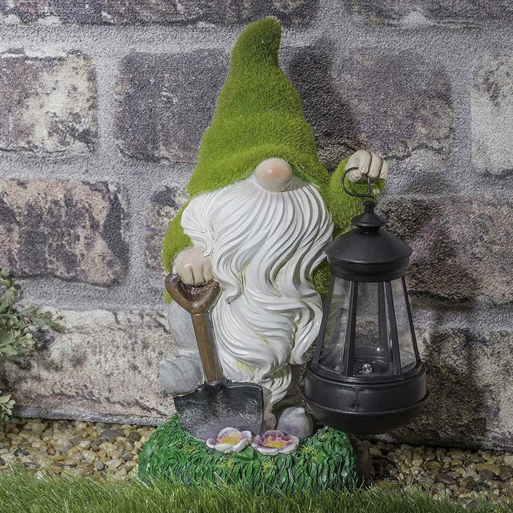 wilko Solar Powered Gnome Statue with Lantern Image 6