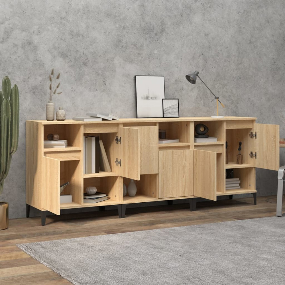 vidaXL 6 Door 6 Open Shelf Sonoma Oak Sideboard Image 3