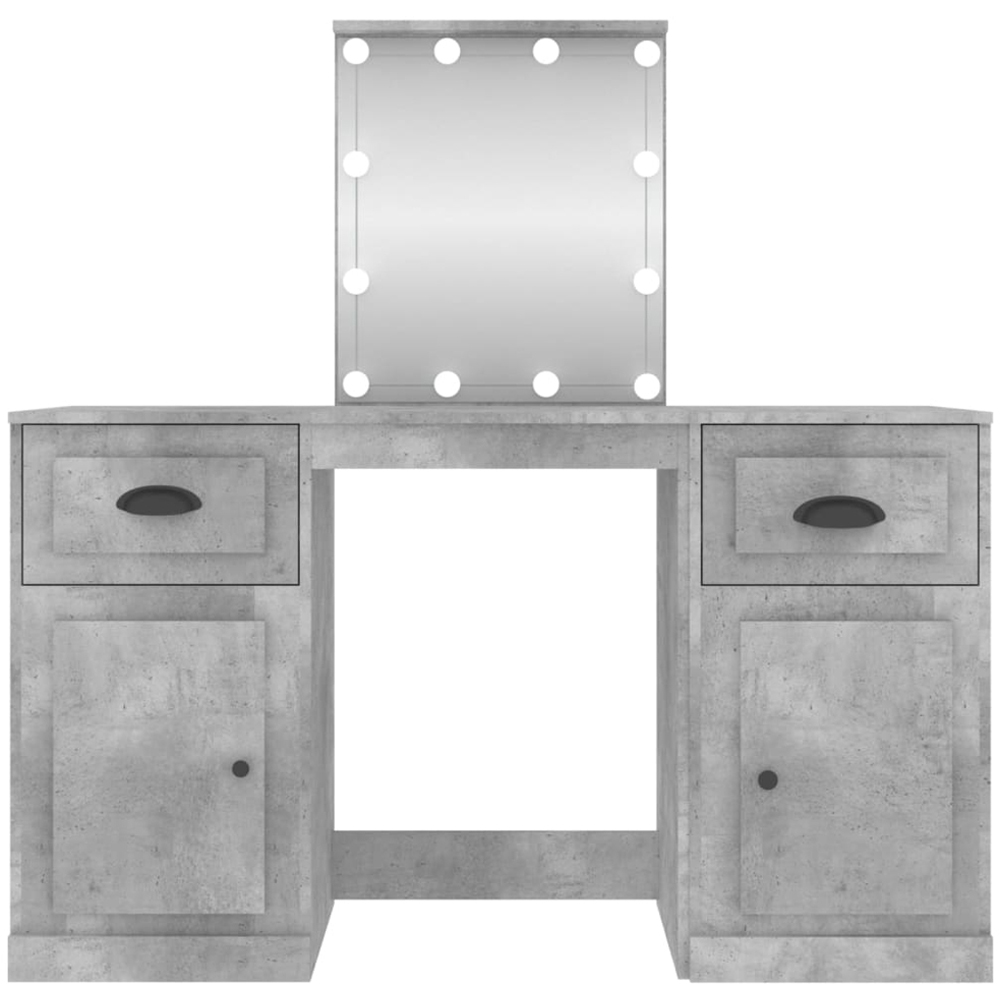 vidaXL 2 Door 2 Drawer Concrete Grey Dressing Table with LED Mirror Image 6
