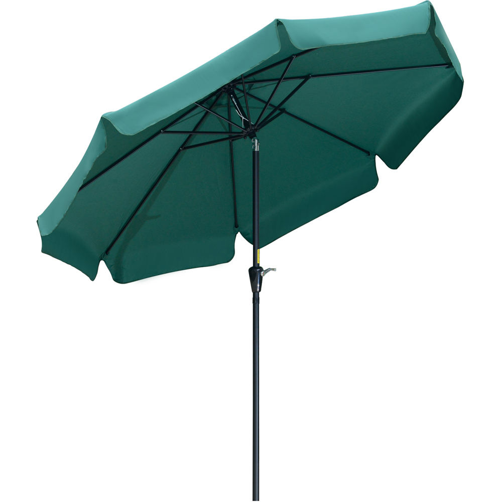 Outsunny Green Crank and Tilt Parasol with Ruffles 2.66m Image 1