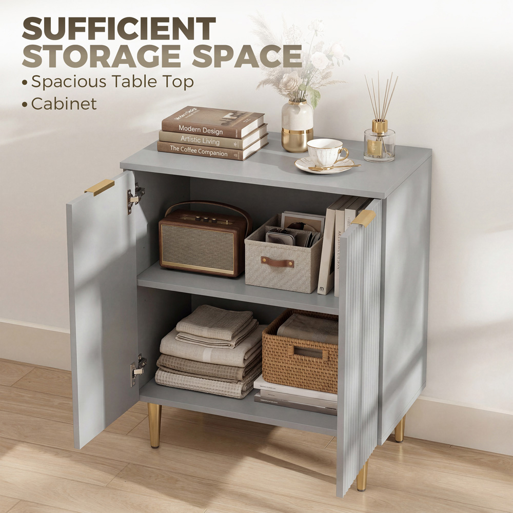 HOMCOM 2 Door Grey Sideboard Cabinet with Adjustable Shelf Image 5