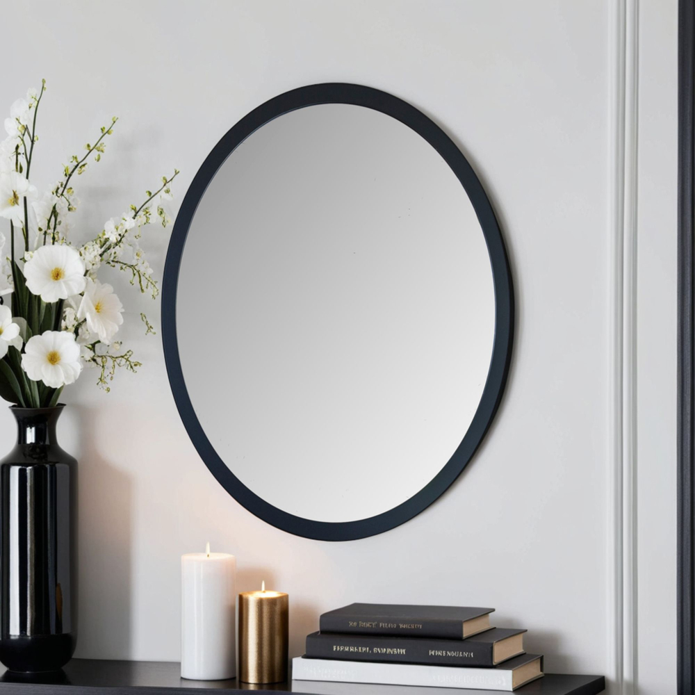 Yearn Classic Black Oval Mirror 65 x 55cm Image 2