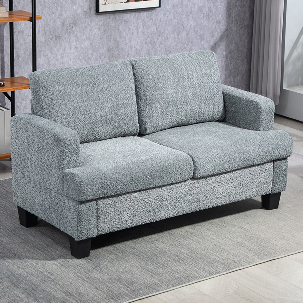 HOMCOM 2 Seater Light Grey Chenille Fabric Loveseat Sofa Image 1