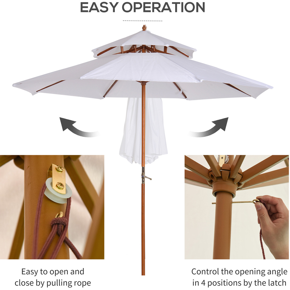 Outsunny White 2 Tier Crank Handle Parasol 2.7m Image 5