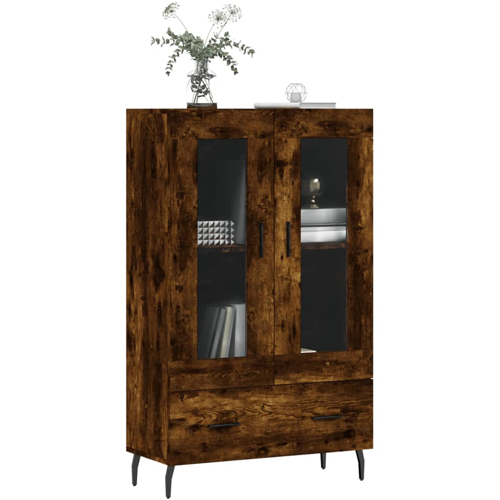 vidaXL 2 Glass Door Single Drawer Sonoma Oak Highboard Image 3