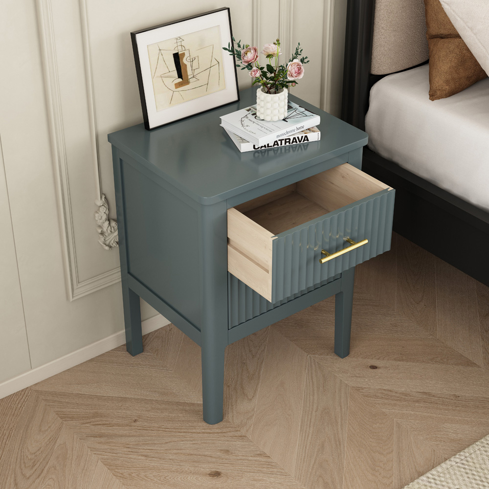 Palau 2 Drawer Grey Bedside Table Image 8