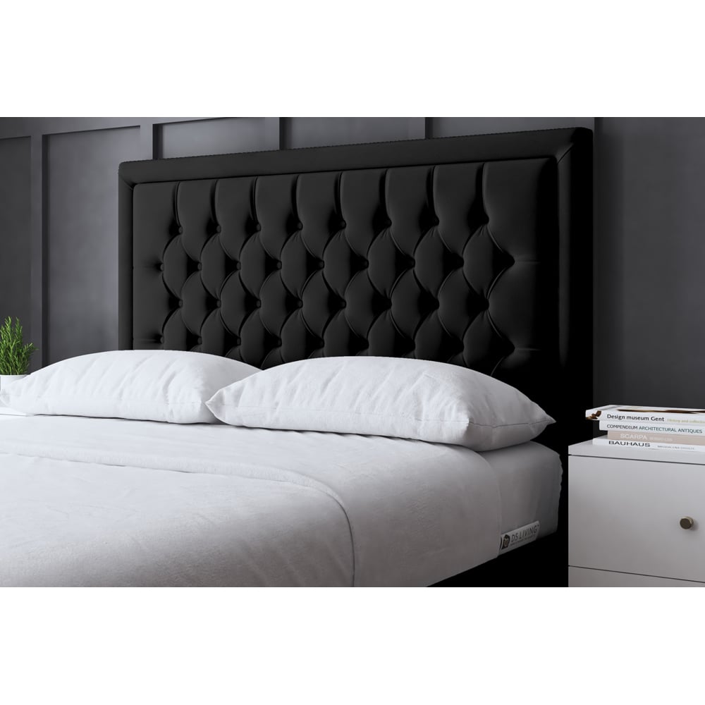 DS Living Allegra Small Double Black Upholstered Bed Frame with Headboard Image 3