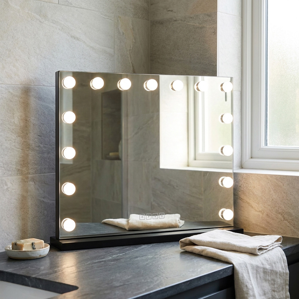 Hollywood LED Wireless Vanity Mirror Black Image 6