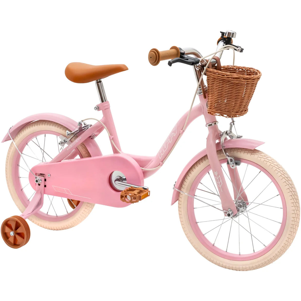 Huffy Vintage 16 inch Pink Kids Bike with Basket and Stabilisers Image 1