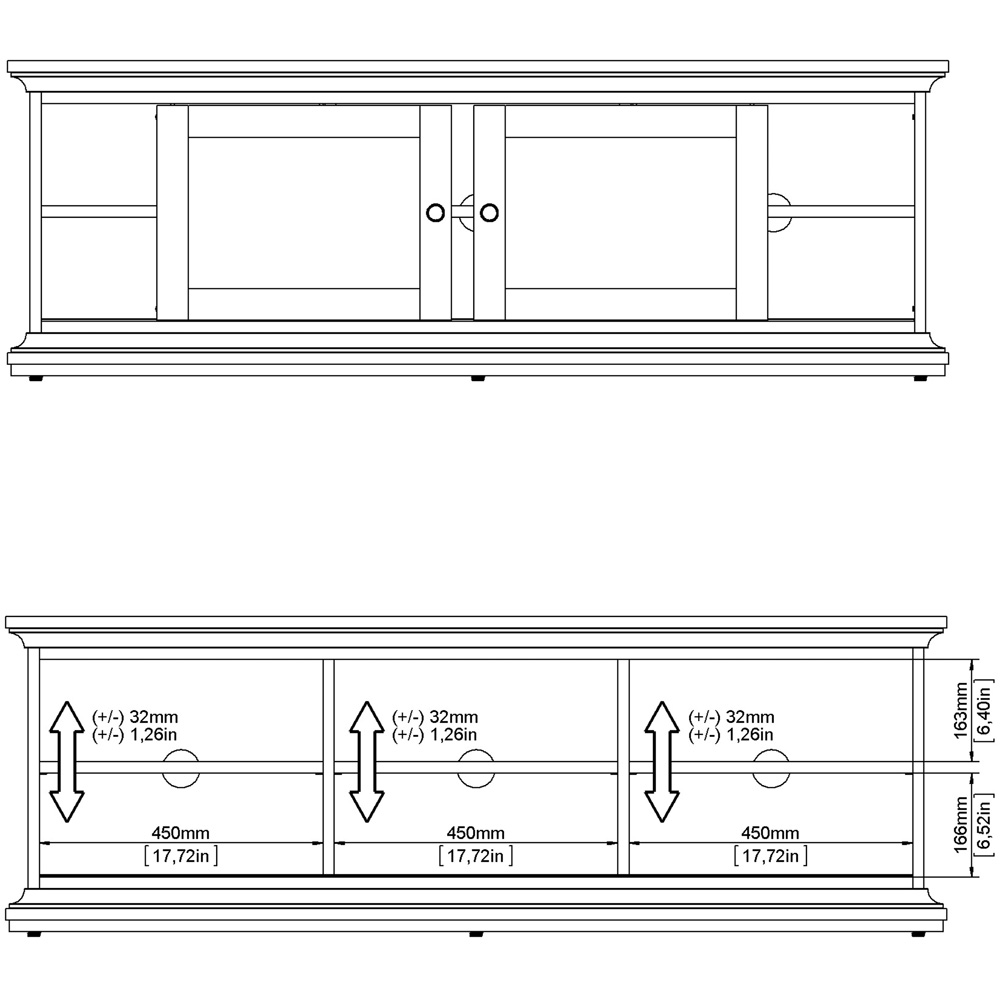 Florence Paris 2 Door 2 Shelf White TV Unit Image 3