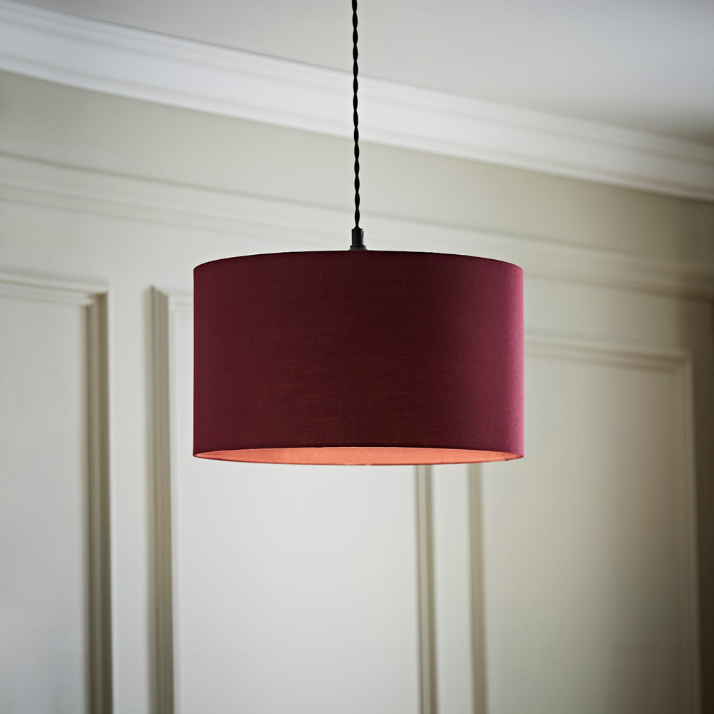 ValueLights Reni Plum Fabric Medium Drum Ceiling Lamp Shade Image 2