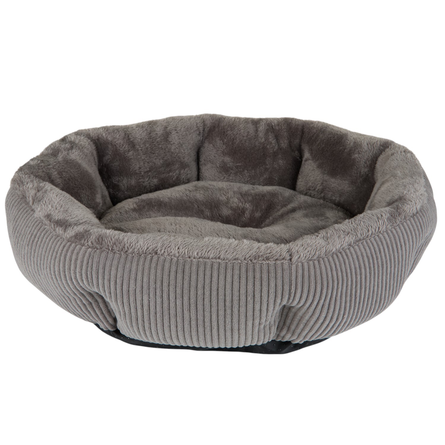 Round Corduroy Pet Bed Grey Medium Image 4