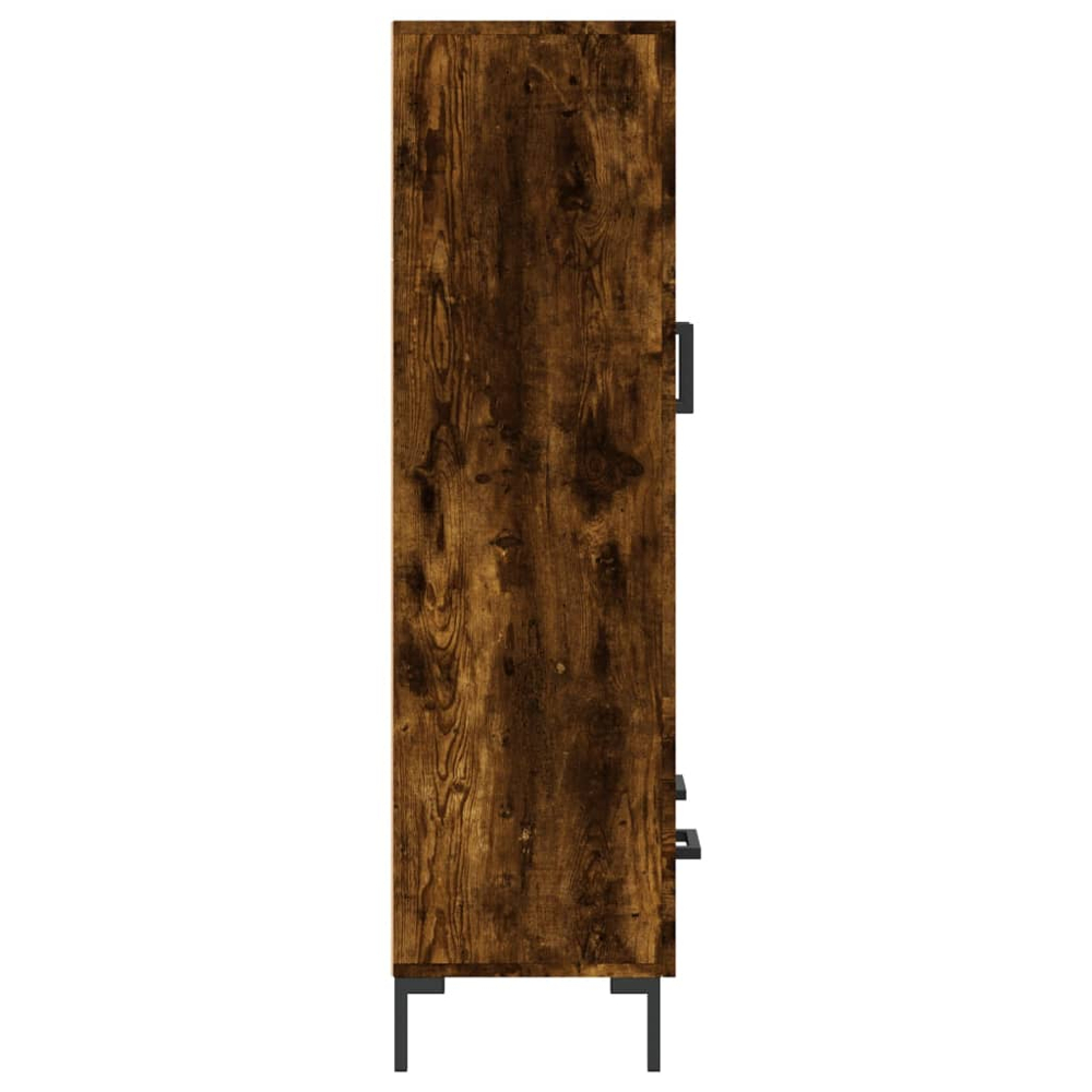 vidaXL 2 Door Glass Single Drawer Smoked Oak Highboard Image 7