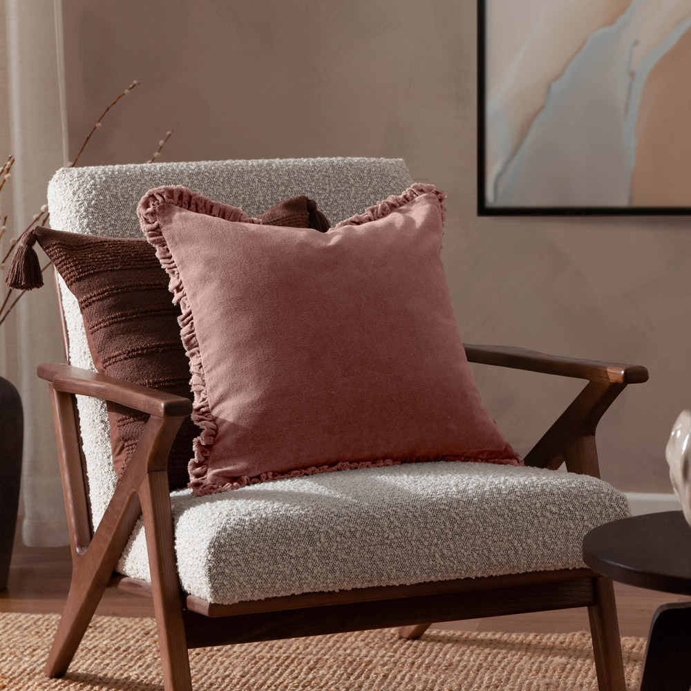 Yard Bertie Rosewood Cotton Velvet Cushion 45 x 45cm Image 2