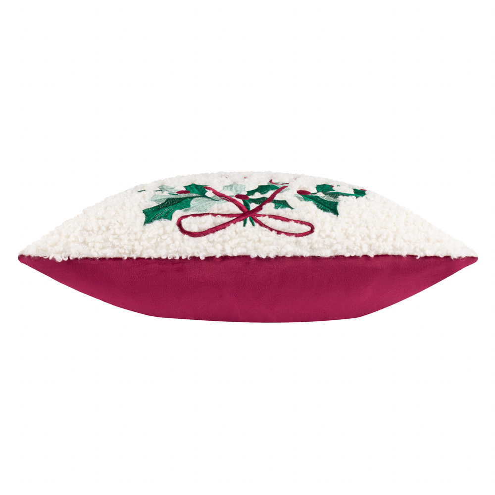 Furn Holly Wreath Embroidered Boucle Reversible Cushion 45 x 45cm Image 4
